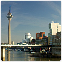 fernsehturm, haeuser, duesseldorf