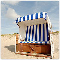 Strandidylle strandkorb, strand