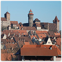 Stadtansicht von Nürnberg mit Kaiserburg burg, nuernberg